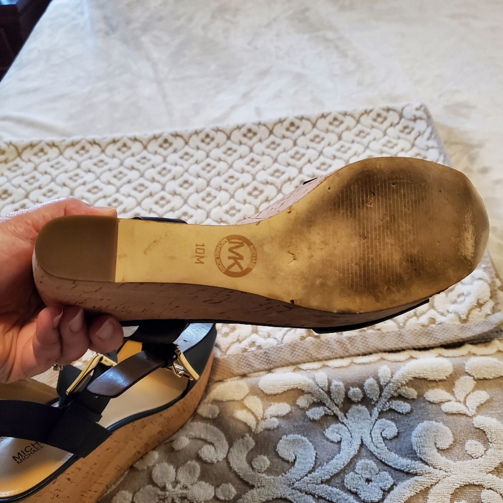 Michael Kors leather and cork platform wedge sandals - Picture 9 of 16
